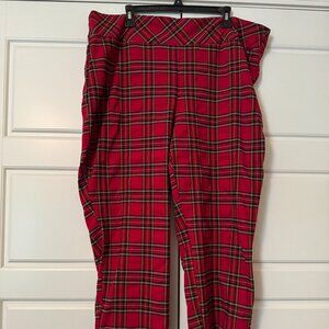 Red Plaid Cropped Pants